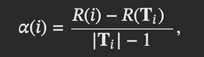 The formula that determines the cost of the complexity measure.