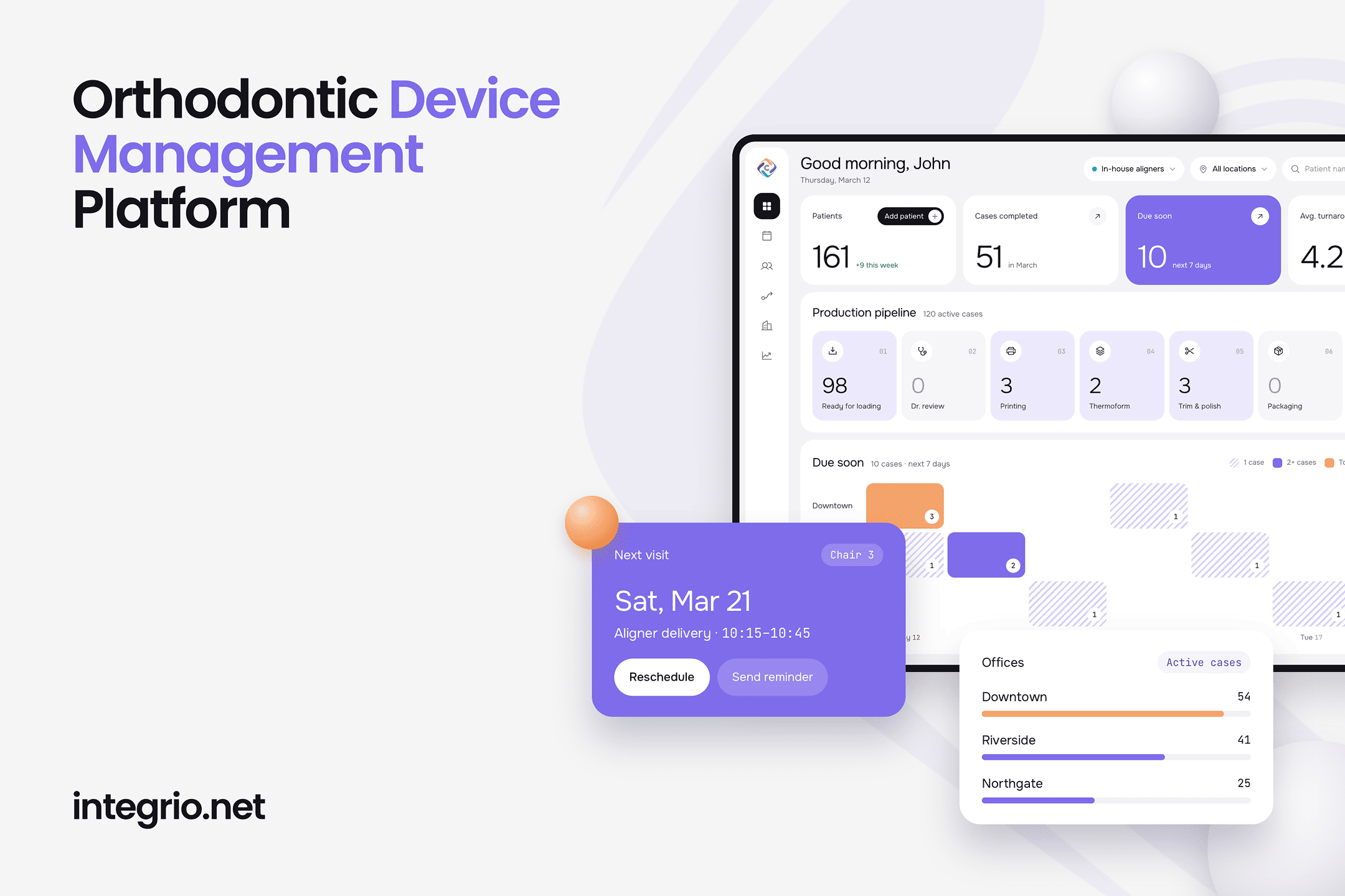 CAStrack Orthodontic Device Management Platform CAStrack dashboard for orthodontic device management on a laptop
