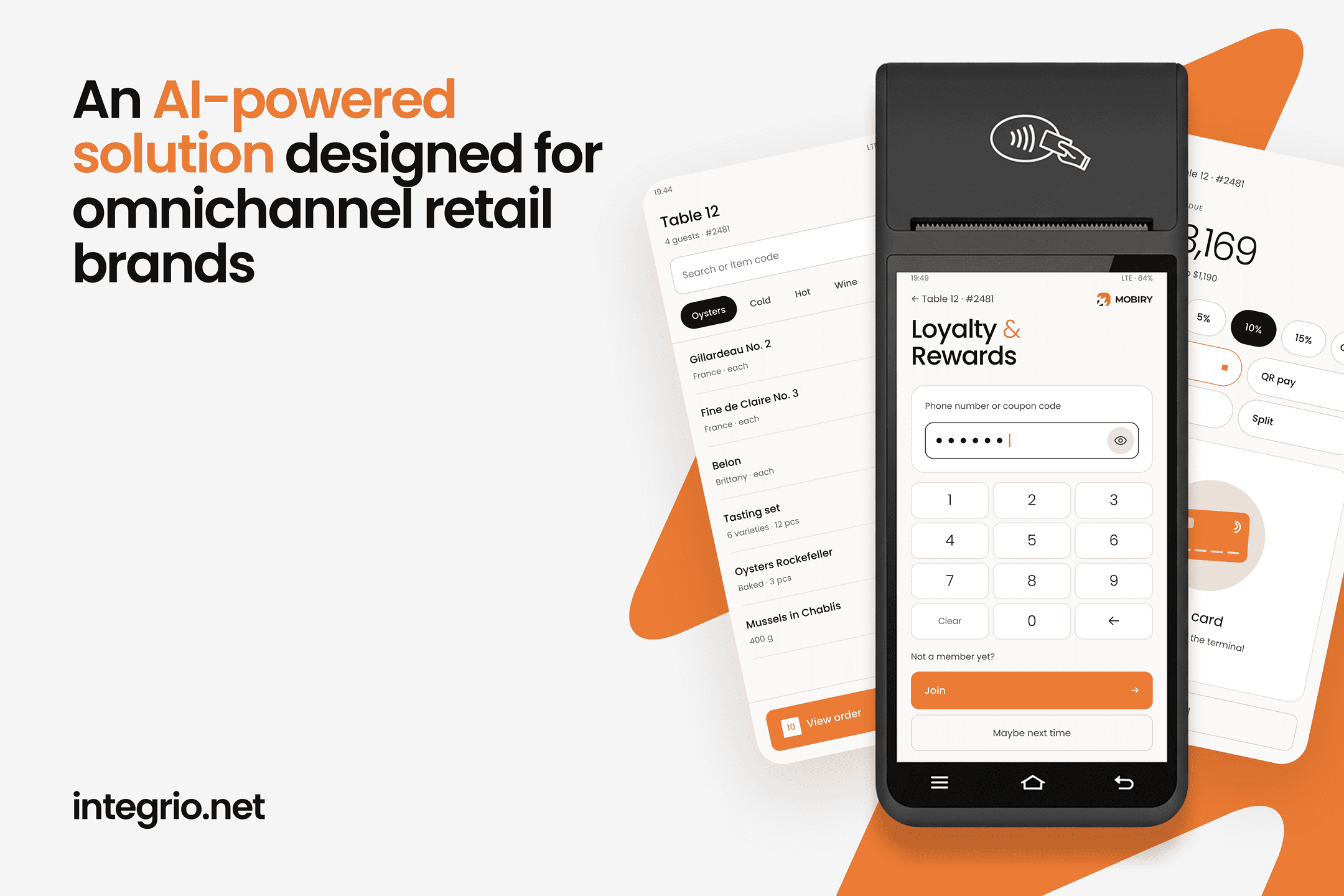 Mobiry Data Intelligence Engine Mobiry loyalty and rewards screen on a retail payment terminal